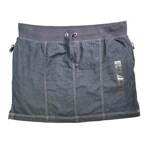 RXB Denim Skort Womens Size 18 Blue Elastic Drawstring Waist Zipper Pockets NWT